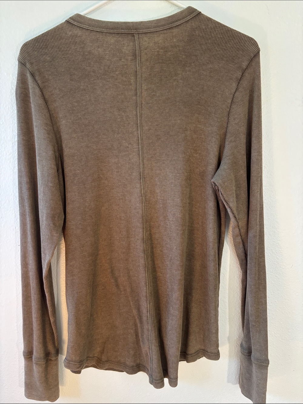 aerie Brown Long Sleeve Henley Top -640sku - Picture 4 of 6